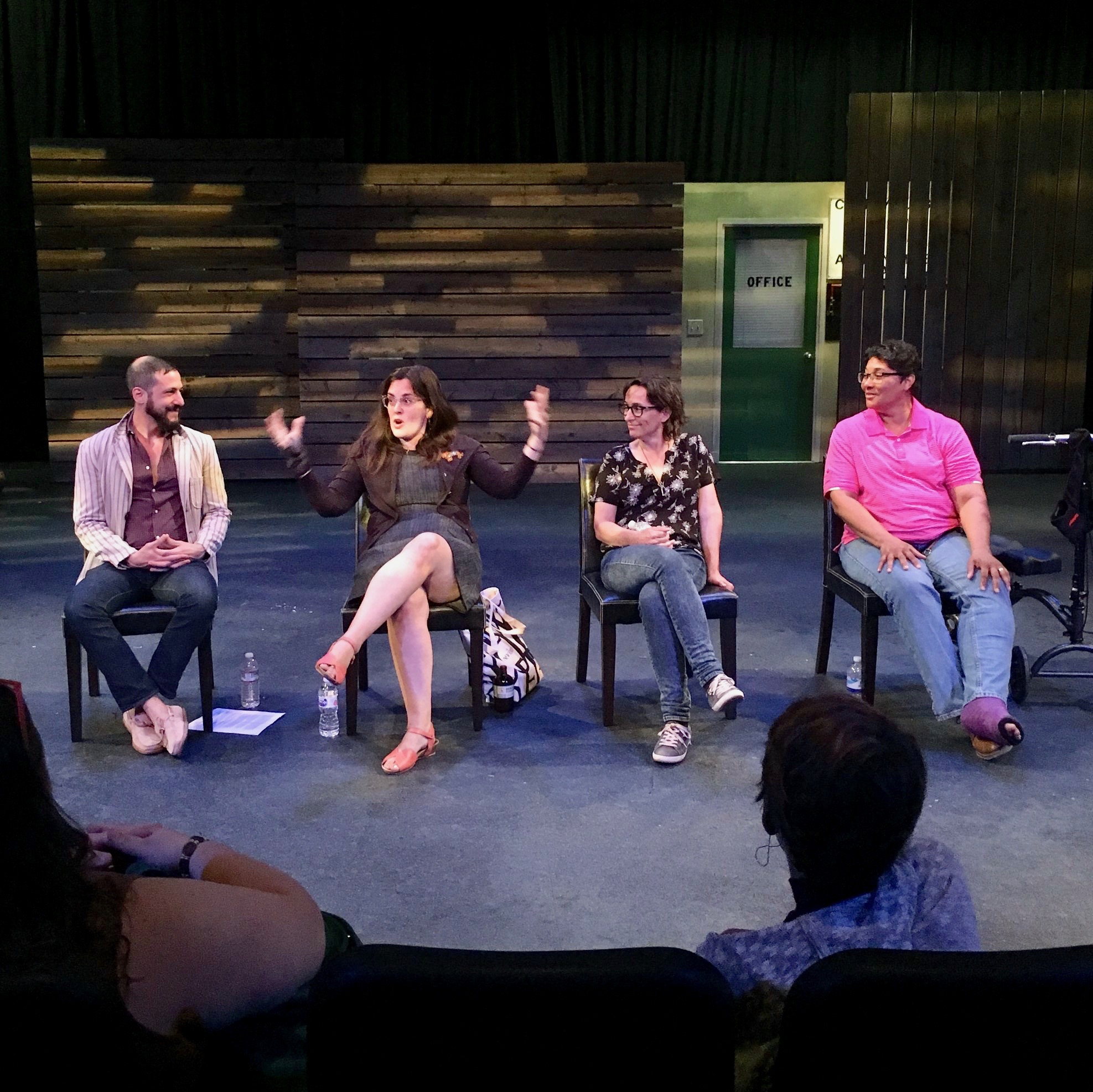 In conversation with Josh Hecht, Dominique Dibbell, and Jen Lanier at Profile Theatre. July 2018.